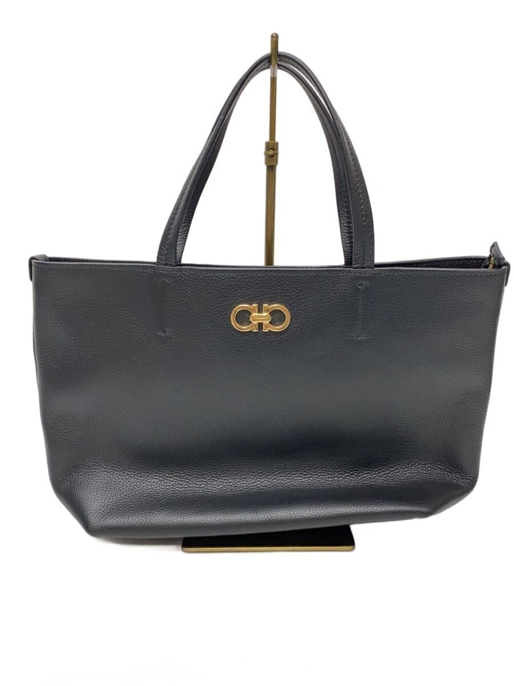 Salvatore Ferragamo Double Gancini Tote Bag Leather Black